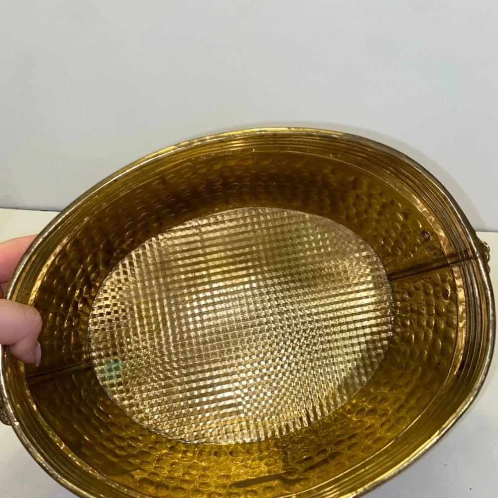 Vintage 12 inch brass bowl / planter decor - Picture 7 of 12